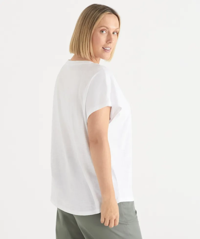 Sussan Tops|T-Shirts>AC SLUB V NECK T-SHIRT