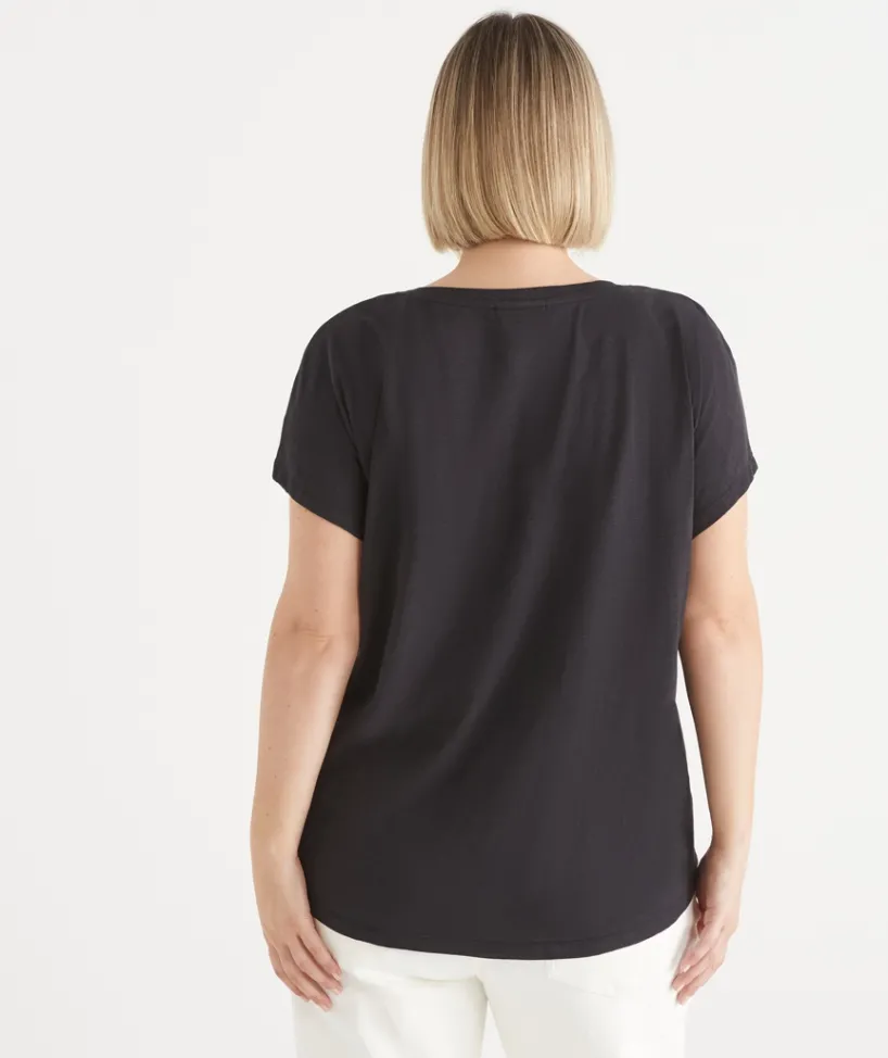Sussan Tops|T-Shirts>AC SLUB V NECK T-SHIRT
