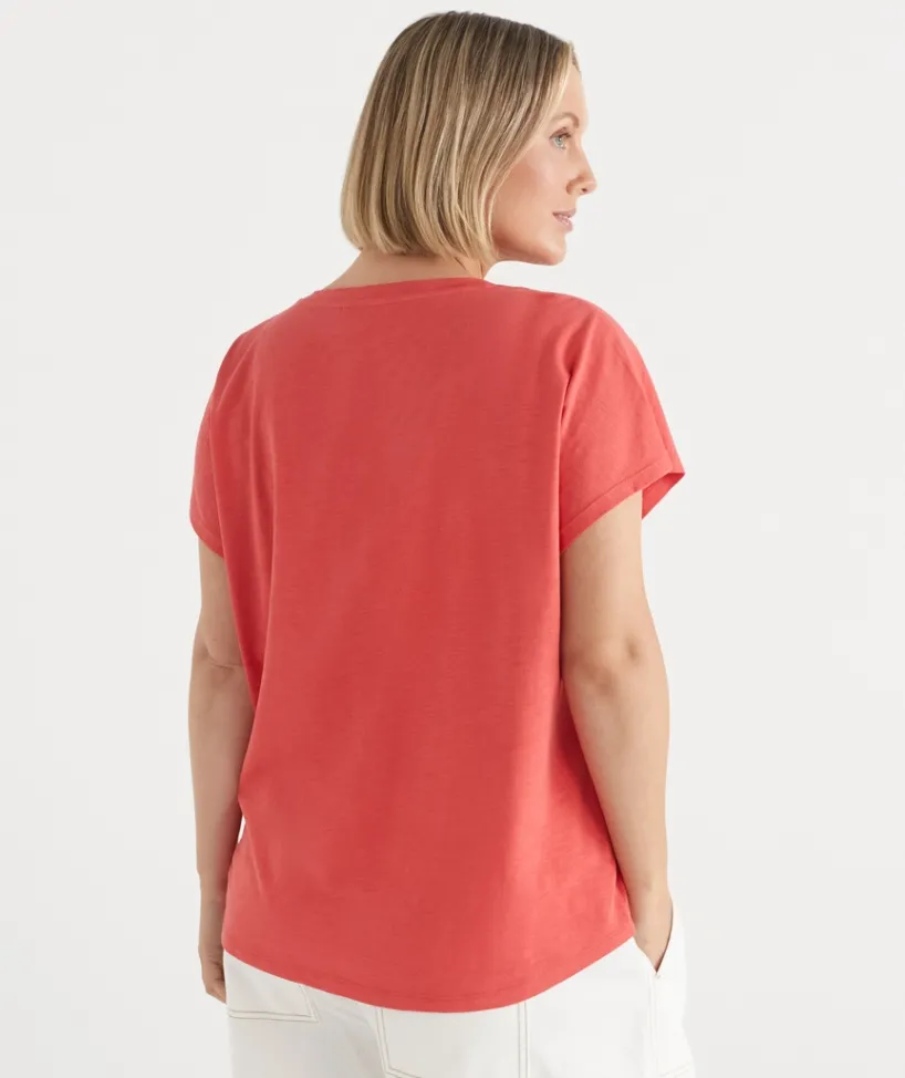 Sussan Tops|T-Shirts>AC SLUB V NECK T-SHIRT
