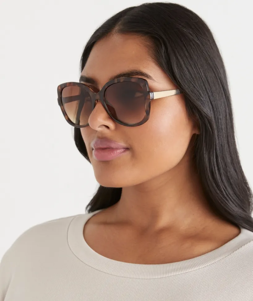 Sussan Sunglasses>Alessandria Dark Tort Oversized Sunglasses TORTOISE SHELL