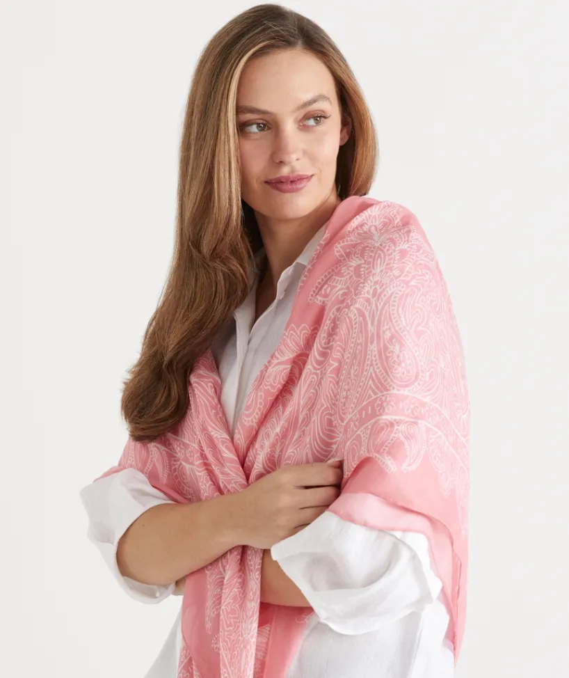 Sussan Scarves>Bandana Print Scarf - Pink PINK SUNSET