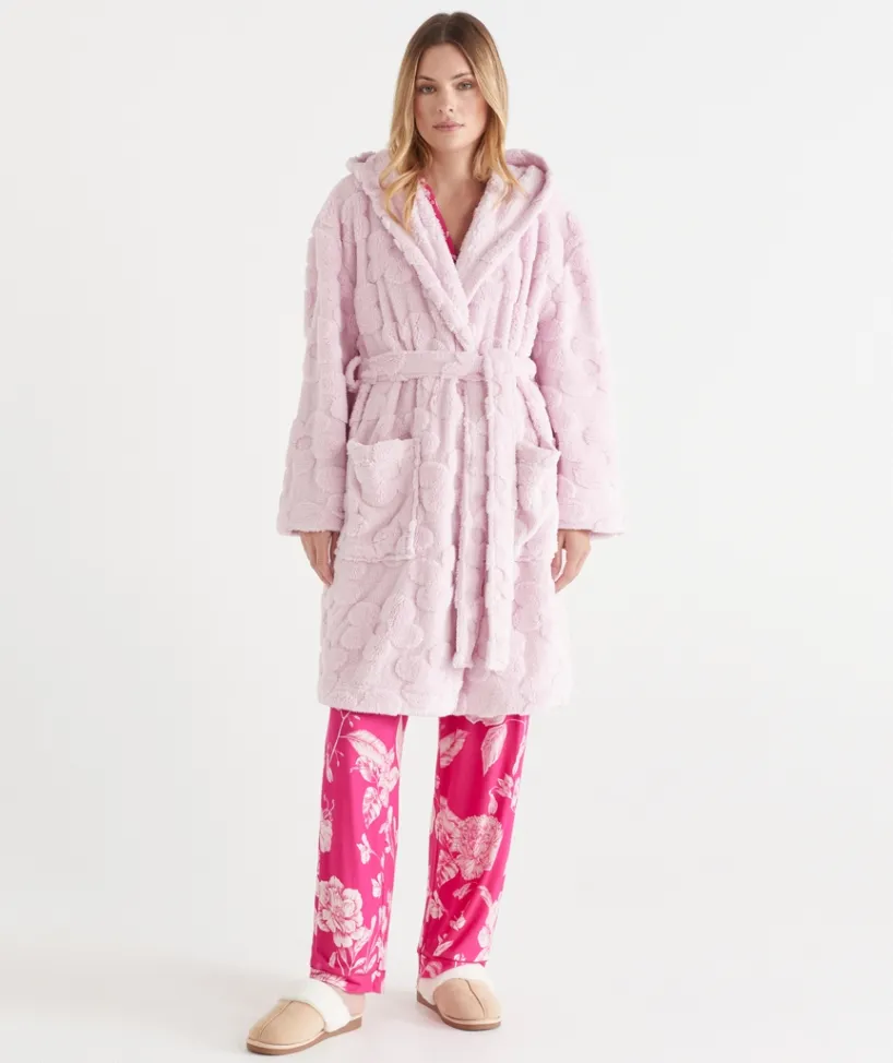 Sussan Dressing Gowns|Bcna>BCNA Floral Hooded Robe SOFT PINK