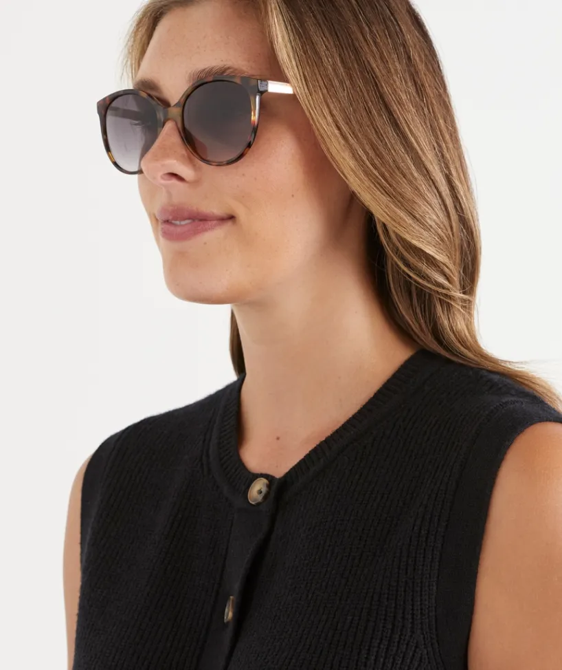 Sussan Sunglasses>Biarritz Tort Round Sunglasses TORTOISE SHELL