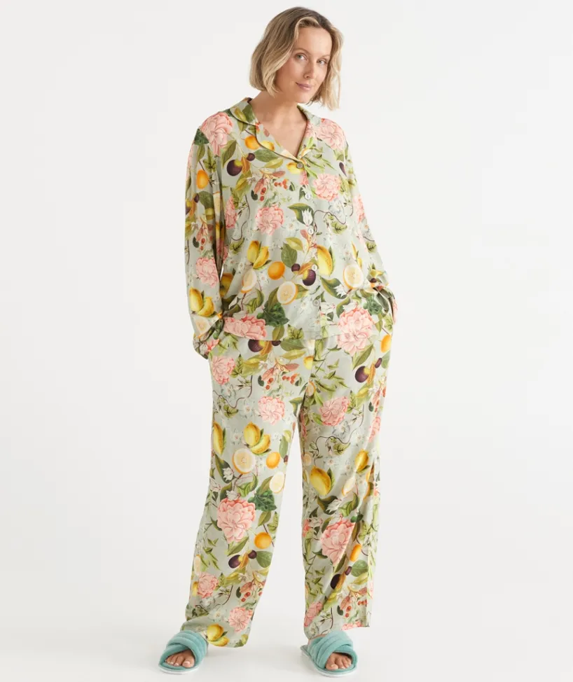 Sussan Pyjama Sets>Blooming Floral Orchard Pyjama Set SAGE GREEN