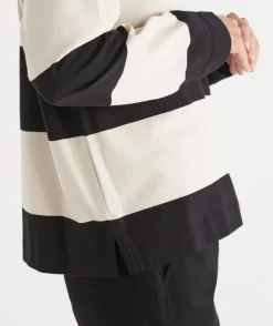 Sussan Tops>Bold Stripe Long Sleeve Top - BLACK/NATURAL