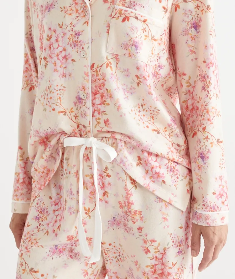 Sussan Pyjama Sets>Brushed Blossom Floral Print Pyjama Set CREAM