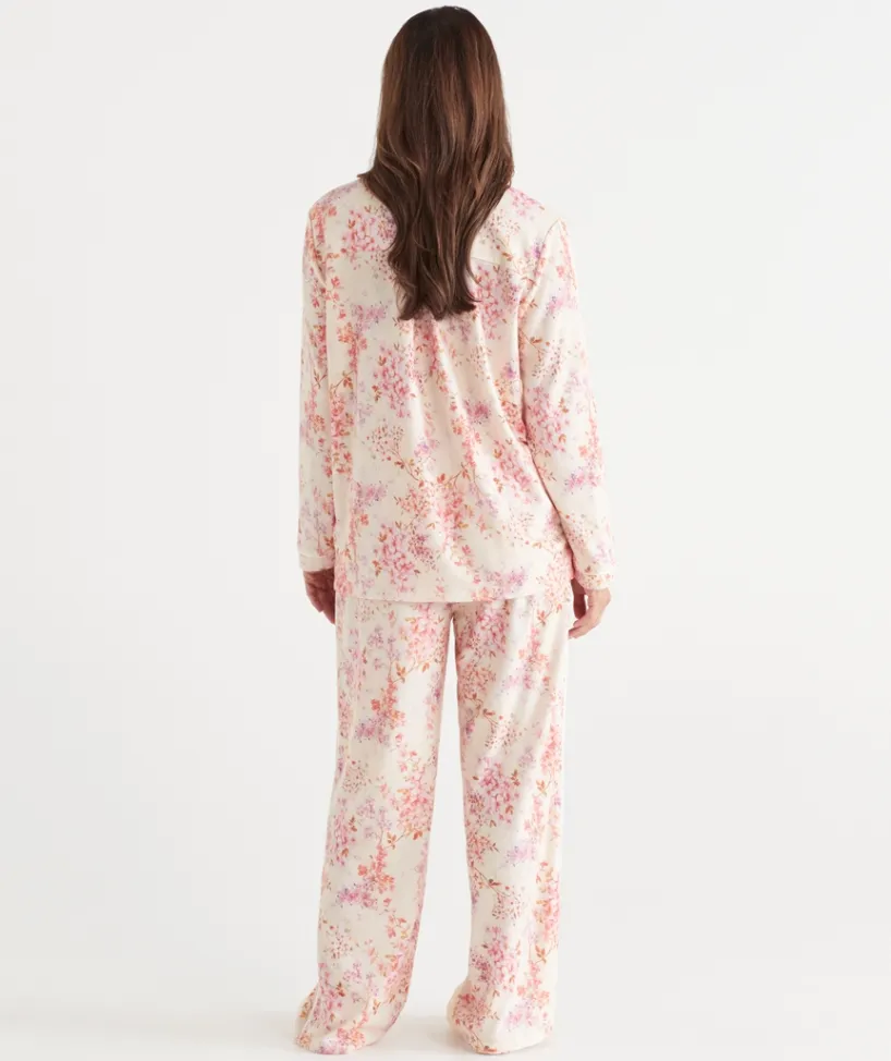 Sussan Pyjama Sets>Brushed Blossom Floral Print Pyjama Set CREAM