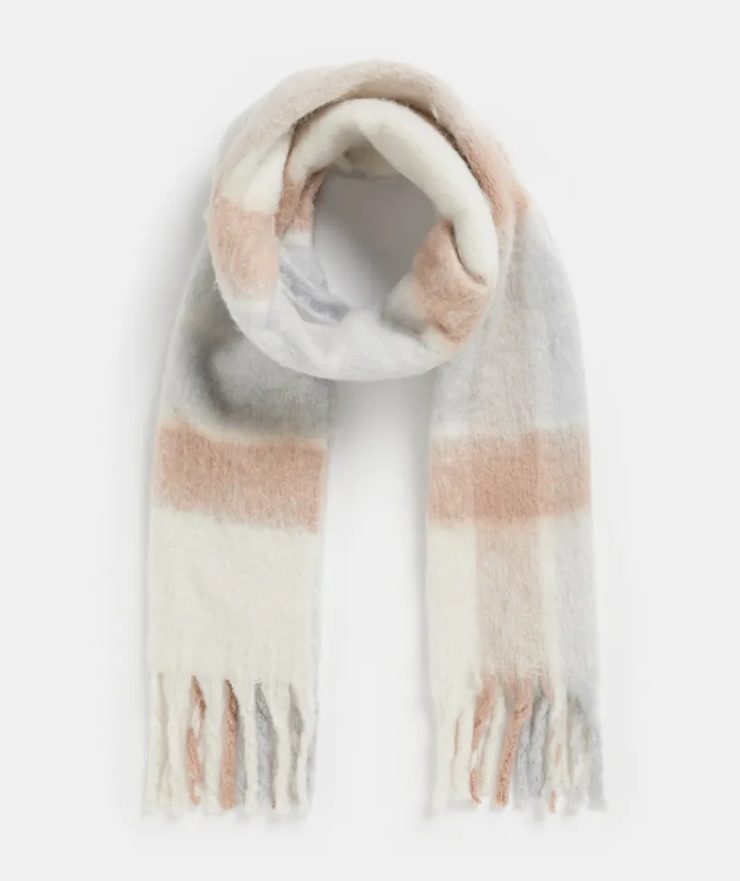 Sussan Knit Accessories|Scarves>Brushed Check Scarf - NEUTRAL