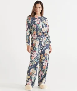Sussan Pyjama Bottoms>Brushed Fruity Floral Pyjama Pant FRENCH NAVY