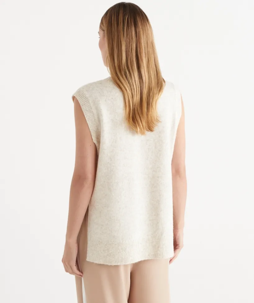 Sussan Tops|Knitwear>Brushed Knit Crew Neck Vest