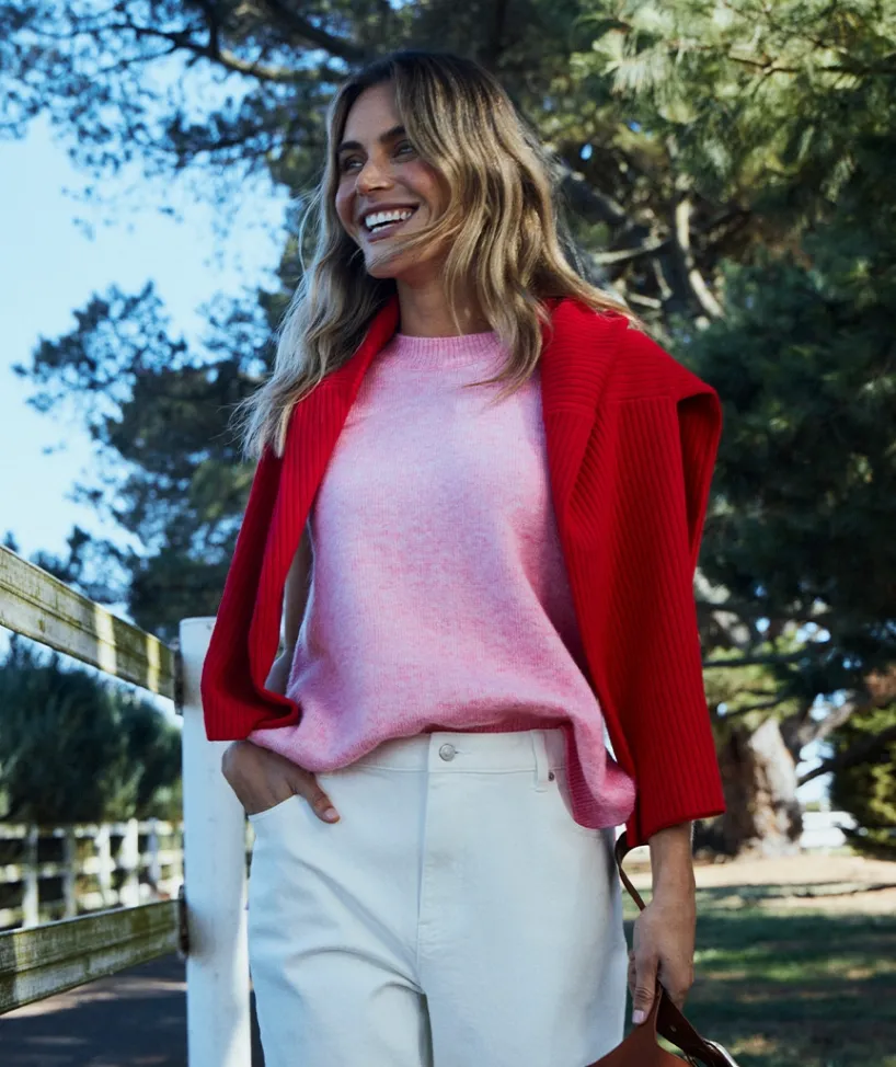 Sussan Tops|Knitwear>Brushed Knit Crew Neck Vest