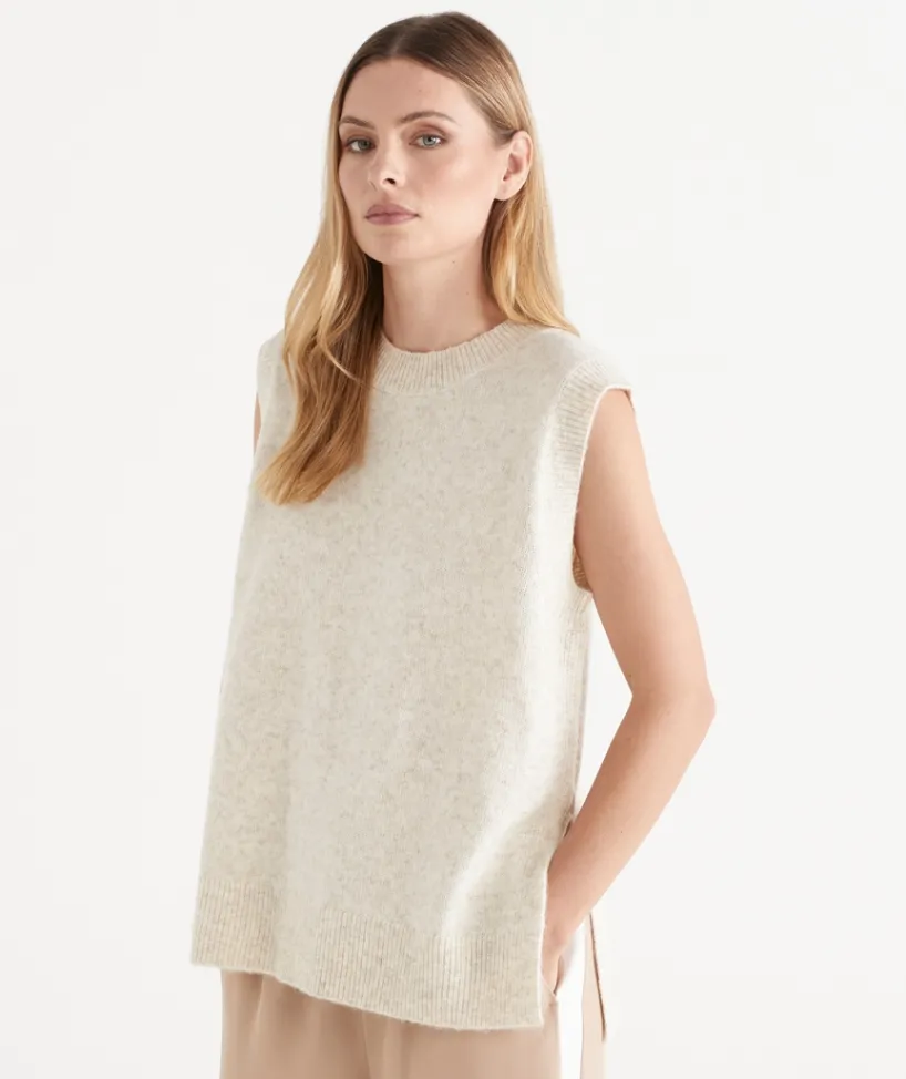 Sussan Tops|Knitwear>Brushed Knit Crew Neck Vest