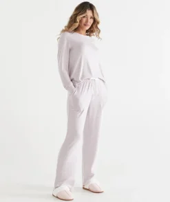 Sussan Pyjama Bottoms|Everyday Icons>Brushed Wide Leg Pyjama Pant DUSTY ROSE MARLE
