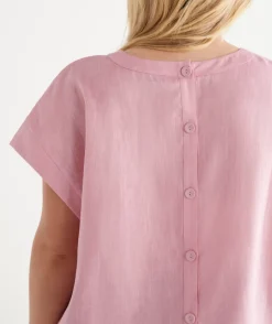 Sussan Tops|Shirts & Blouses>Button Back Short Sleeve Tee BLOSSOM