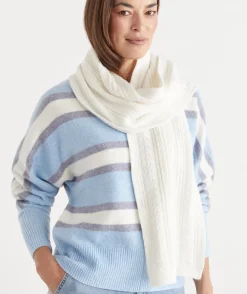 Sussan Knit Accessories|Scarves>Cable Knit Scarf ANTIQUE WHITE