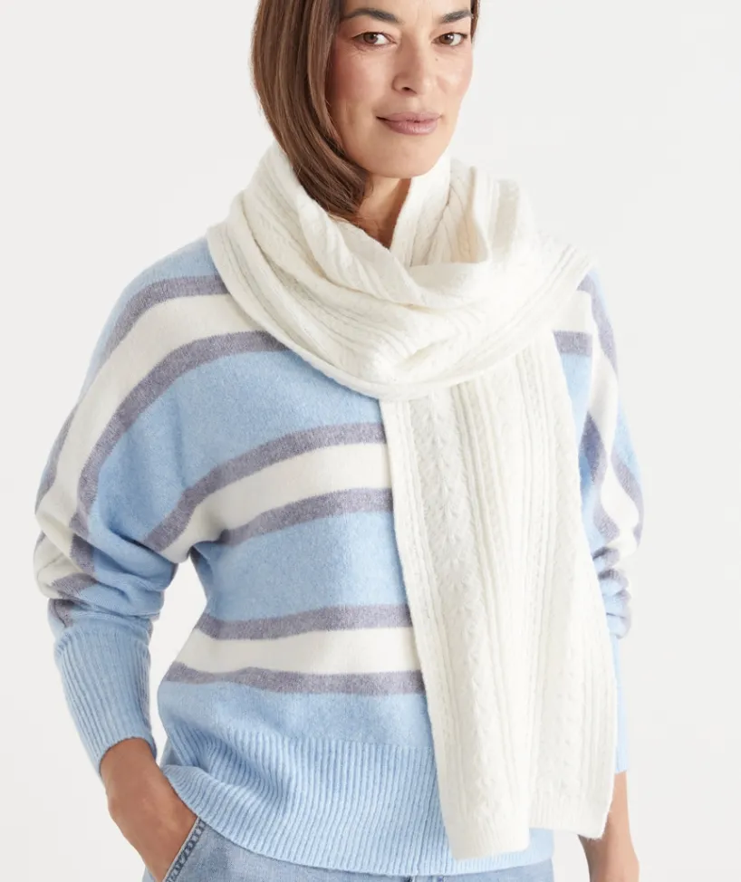 Sussan Knit Accessories|Scarves>Cable Knit Scarf ANTIQUE WHITE