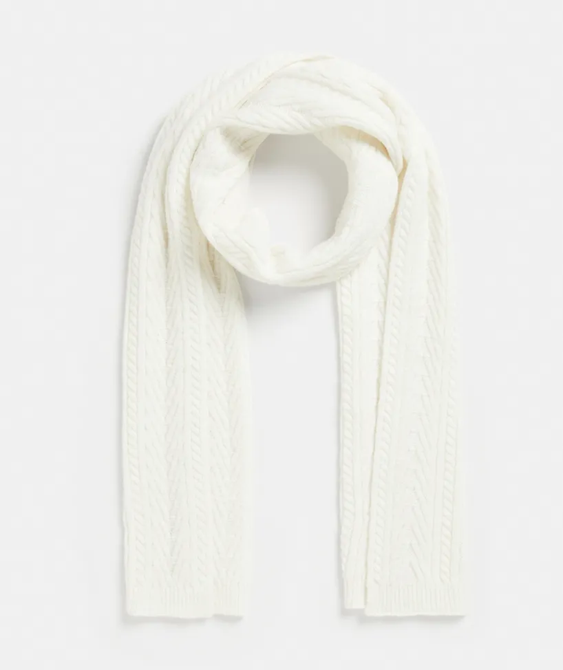 Sussan Knit Accessories|Scarves>Cable Knit Scarf ANTIQUE WHITE