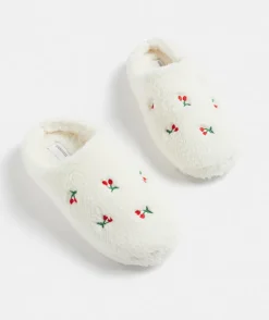 Sussan Slippers>Cherry Fluffy Slipper CREAM