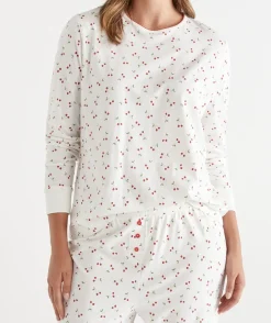 Sussan Pyjama Sets>Cherry Print Novelty Pyjama Set CREAM