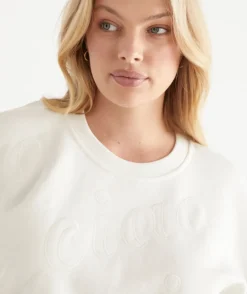 Sussan Tops|Loungewear>Ciao Embroidered Jumper - Cream CHALK