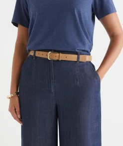 Sussan Belts>Classic Jean Leather Belt - CARAMEL