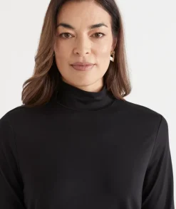 Sussan Tops|T-Shirts>Classic Skivvy Top - BLACK