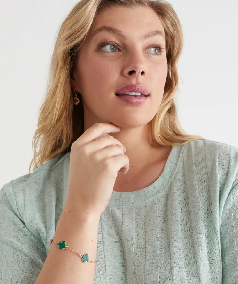 Sussan Jewellery>Clover Chain Bracelet - /Gold GREEN