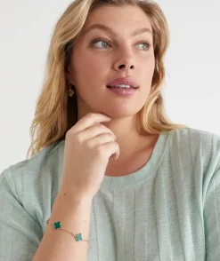 Sussan Jewellery>Clover Chain Bracelet - /Gold GREEN