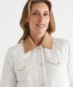 Sussan Jackets & Coats|Jackets>Contrast Collar Puffer Jacket CHALK