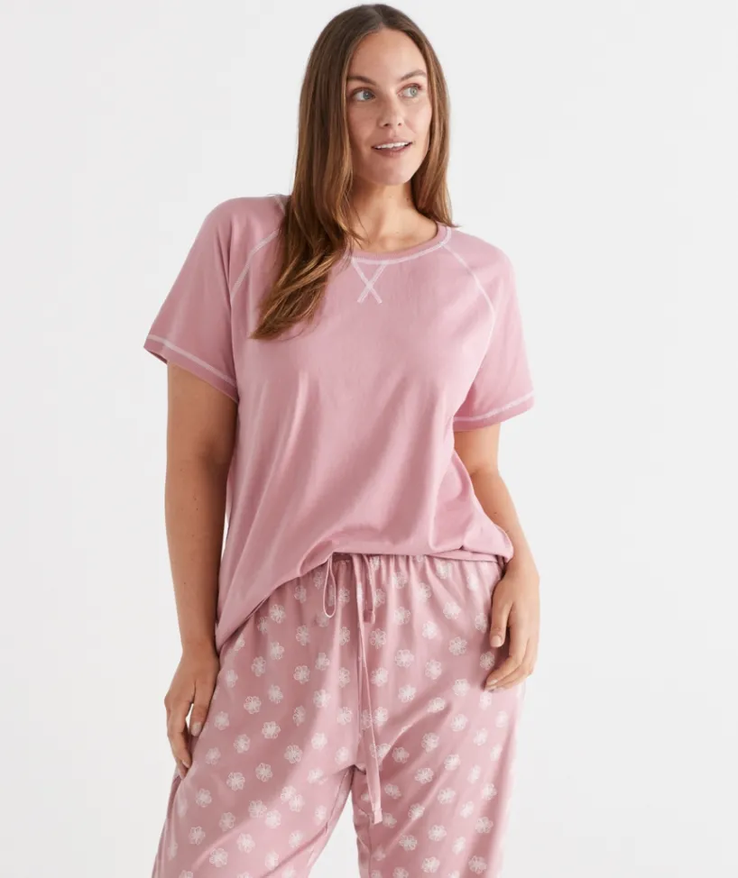 Sussan Pyjama Sets|Women's Pyjama Tops>Contrast Short Sleeve Pyjama Top