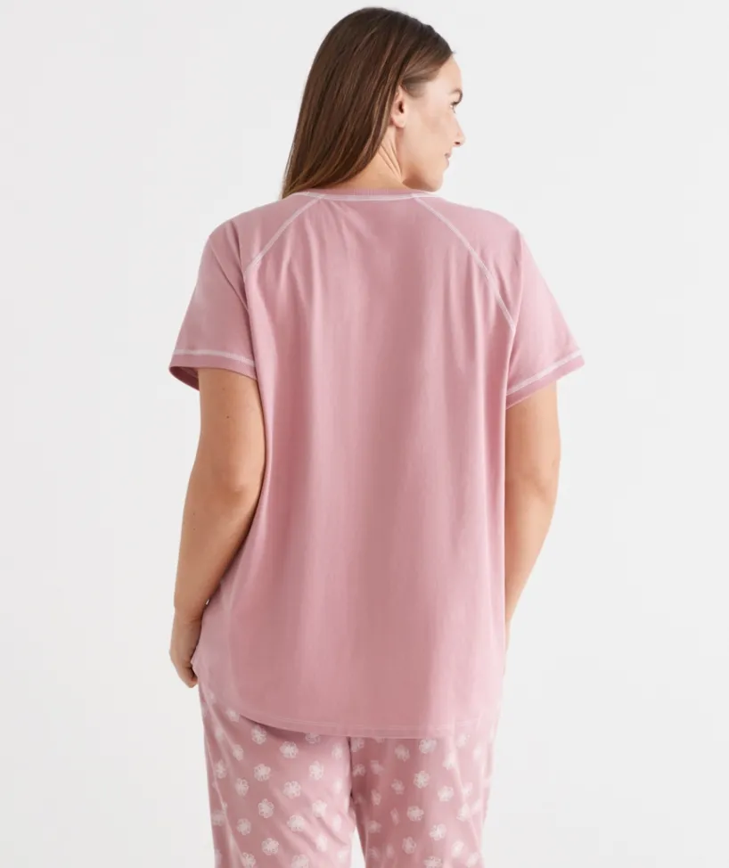 Sussan Pyjama Sets|Women's Pyjama Tops>Contrast Short Sleeve Pyjama Top