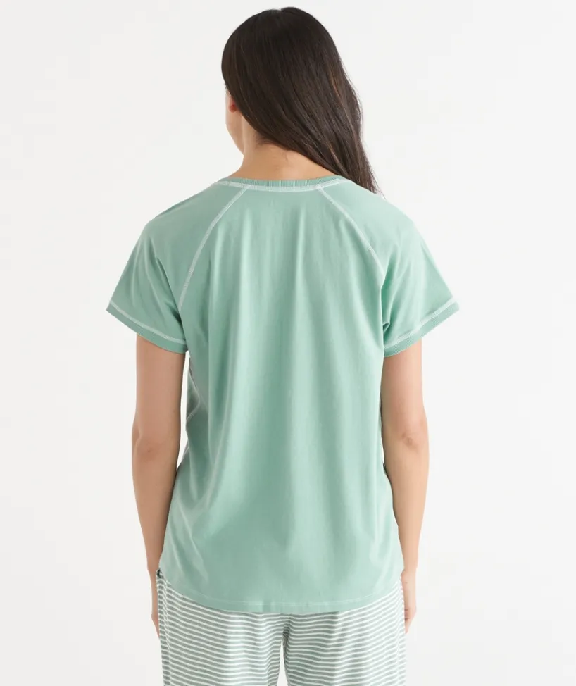 Sussan Pyjama Sets|Women's Pyjama Tops>Contrast Short Sleeve Pyjama Top
