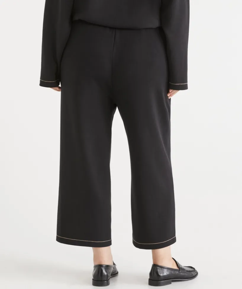 Sussan Pants>Contrast Stitch Culotte Pant BLACK
