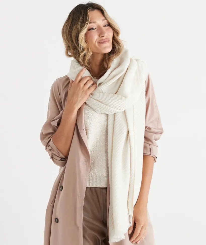 Sussan Knit Accessories|Scarves>Cream Plisse Textured Scarf VINTAGE CREAM