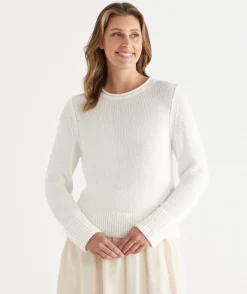 Sussan Tops|Knitwear>Crew Neck Jumper CHALK