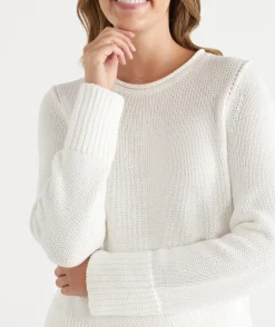 Sussan Tops|Knitwear>Crew Neck Jumper CHALK