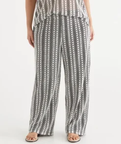 Sussan Pants>Crochet Straight Leg Pant BLACK/NATURAL