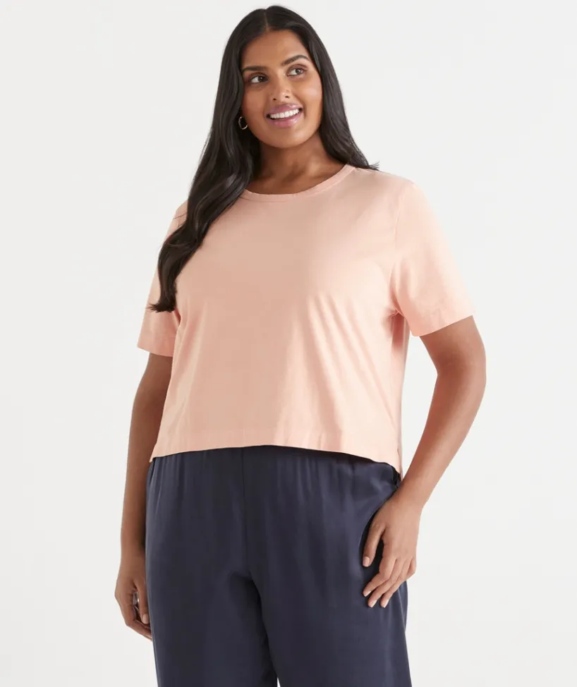 Sussan Tops|T-Shirts>Crop Tee - LIGHT PEACH