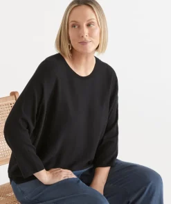 Sussan Tops|Knitwear>Curved Hem Crew Neck Jumper
