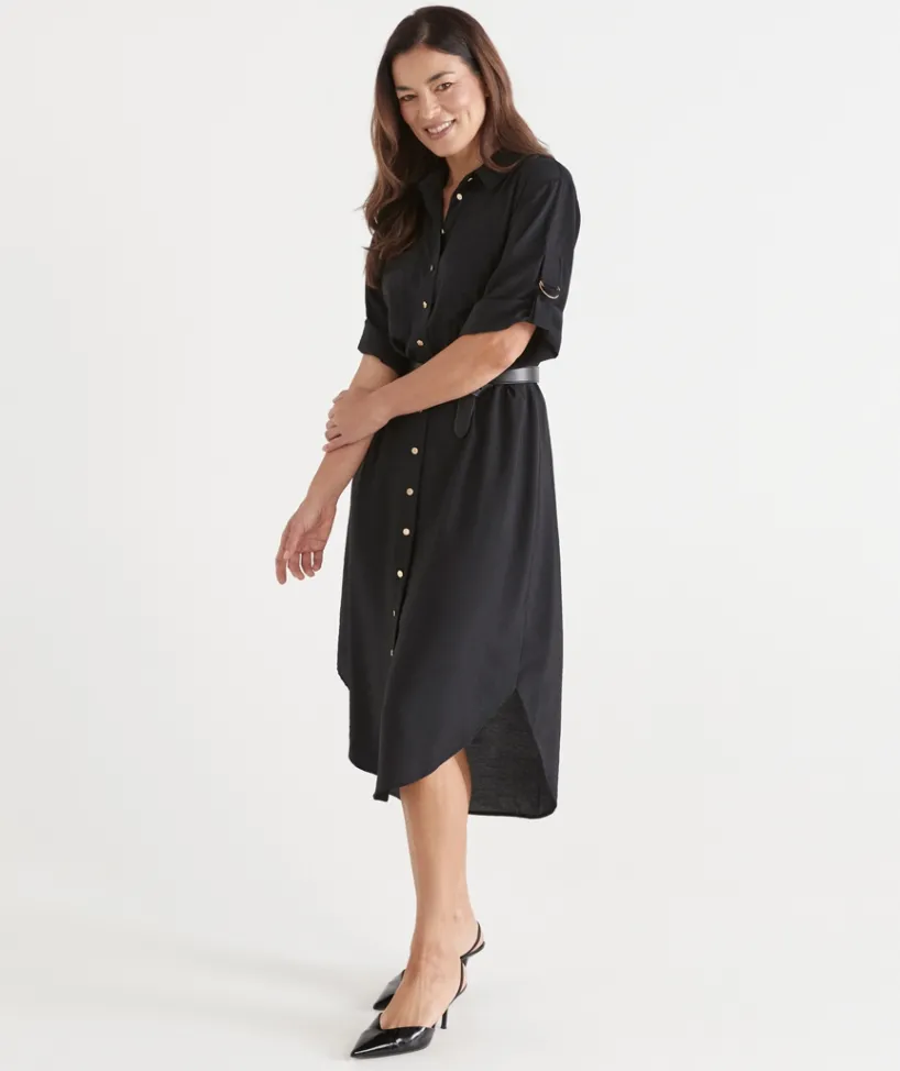 Sussan Dresses>D Ring Shirt Midi Dress