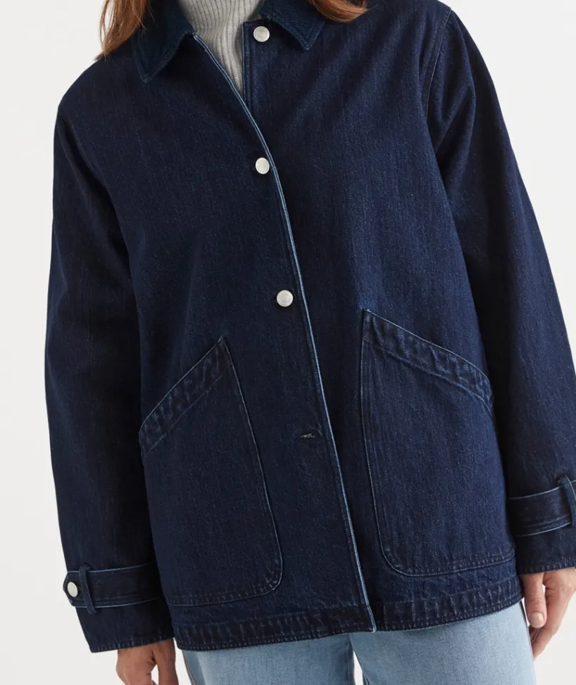 Sussan Jackets & Coats|Shackets>Denim Barn Jacket DARK WASH