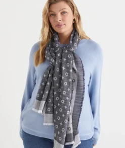 Sussan Scarves>Denim Jacquard Scarf INDIGO