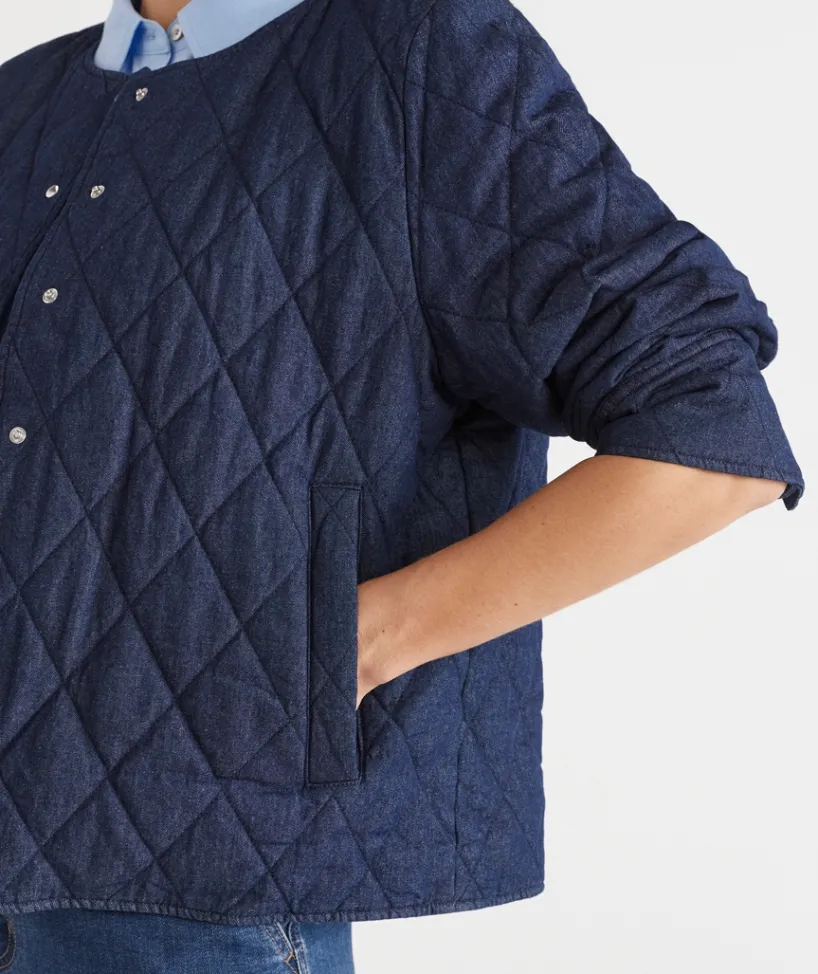 Sussan Denim|Denim Jackets & Shackets>Denim Puffer Jacket - RINSE WASH