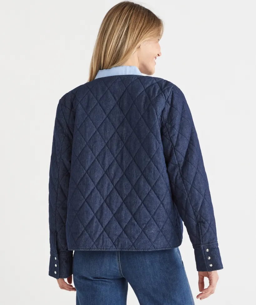 Sussan Denim|Denim Jackets & Shackets>Denim Puffer Jacket - RINSE WASH