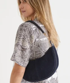 Sussan Bags>Denim Wash Crescent Bag DARK WASH