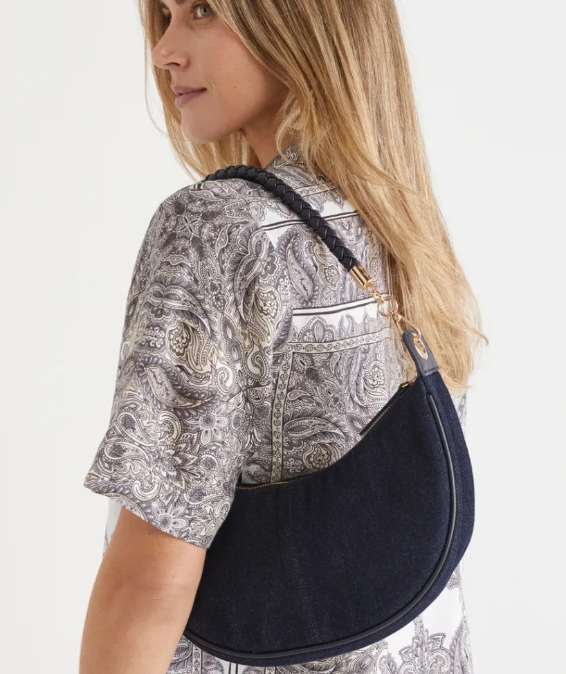Sussan Bags>Denim Wash Crescent Bag DARK WASH