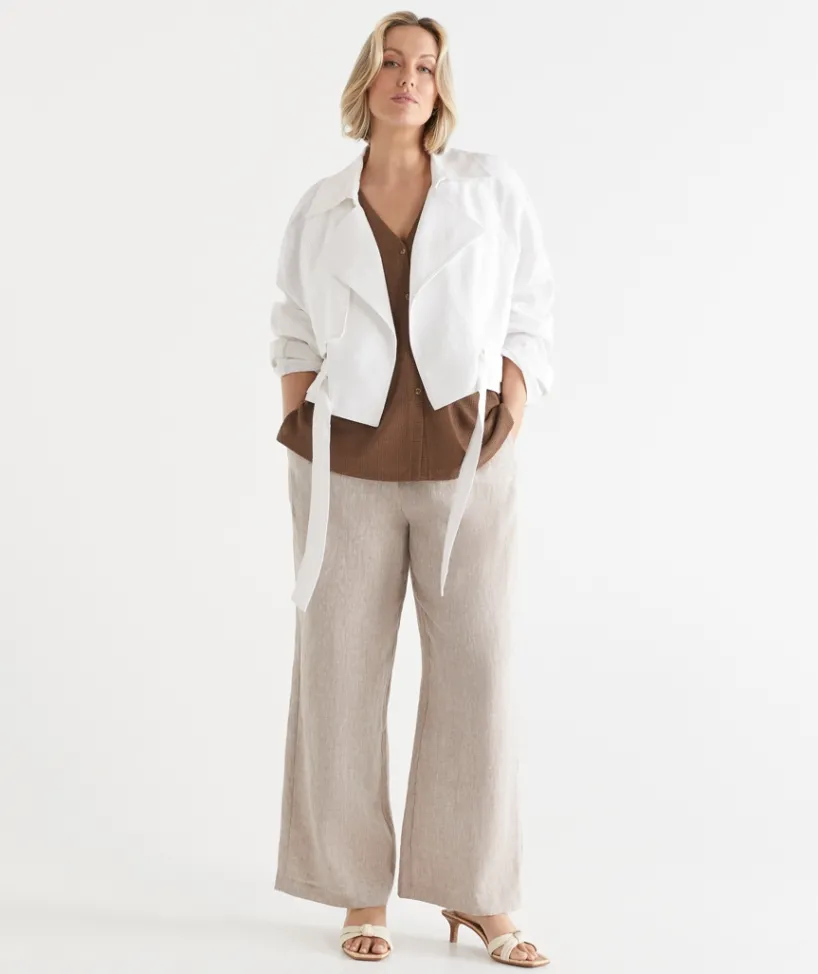 Sussan Jackets & Coats|Jackets>Draped Cropped Trench Jacket WHITE