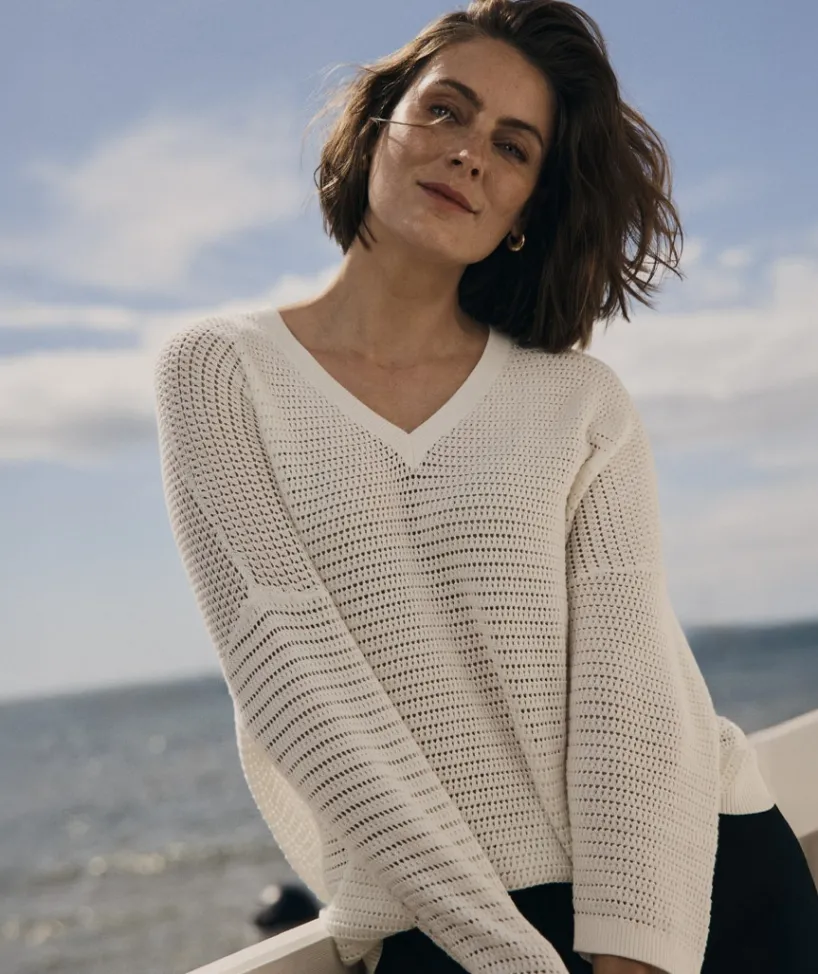 Sussan Tops|Knitwear>Extended Shoulder V Neck Knit Jumper