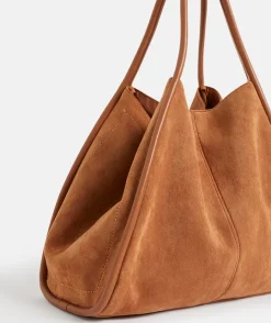 Sussan Bags>Faux Suede Summer Tote Bag TAN