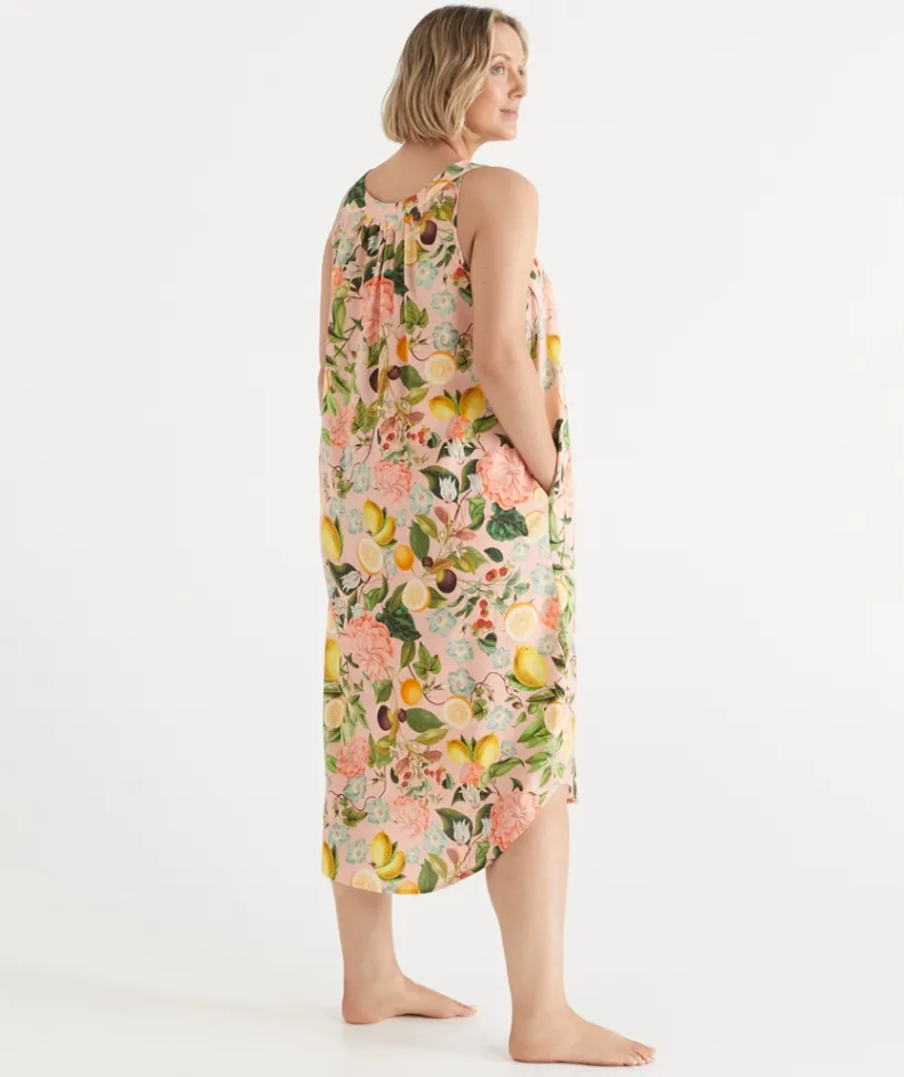 Sussan Nighties>Floral Botanical Orchard Sleeveless Nightie PINK LEMONADE